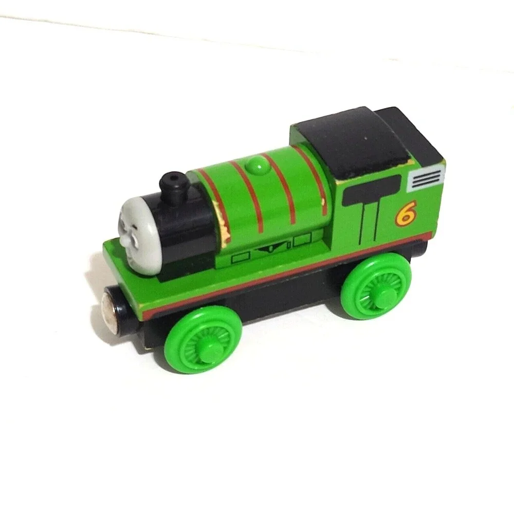 Mattel Thomas & Friends Percy #6 Green Wooden Train Engine Loose Figure 3